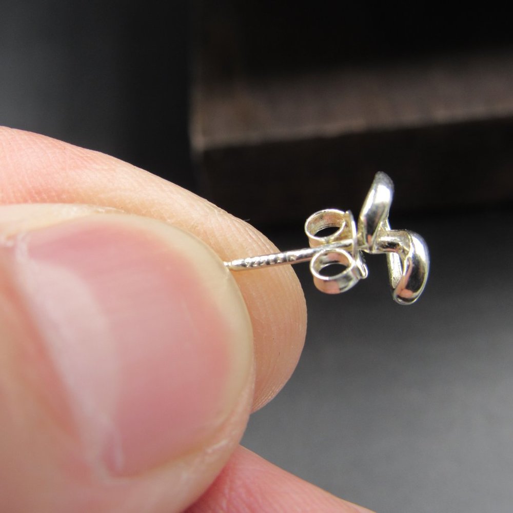 Sterling Tiny Cursive Heart Love Stud Earrings - image 5